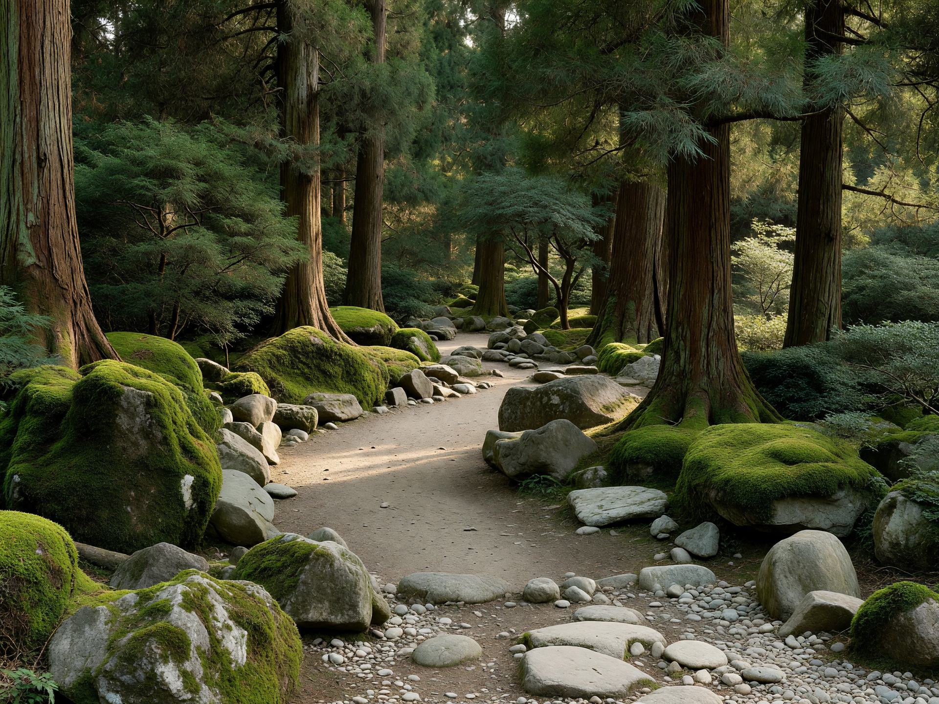 苔むした岩 — moss covered rocks in japanese forest